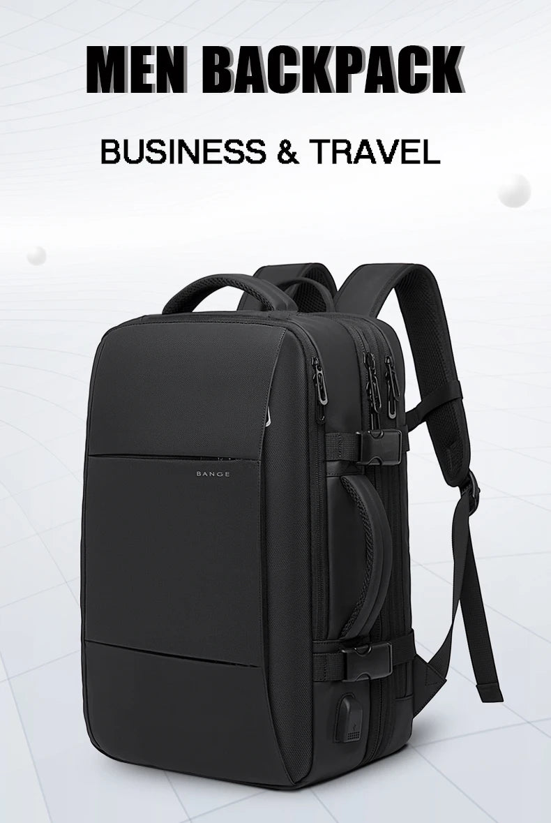 BANGE Aesthetic Men Business Backpack School Expandable USB Bag, Large Capacity 17.3 Laptop Waterproof Fashion Travel Backpack