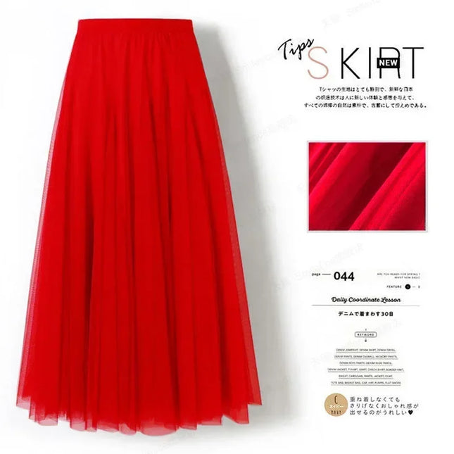High Waist Pink Tulle Skirt Vintage For Women Black Long Tulle Skirts Women Puffy Pink Maxi Mesh Skirt Long