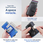 DIENQI Carbon Fiber Rfid Wallet Male Money Card Holder Pocket Mini Wallet Women Men Smart Purses Automatic Pop Up Valet Walet