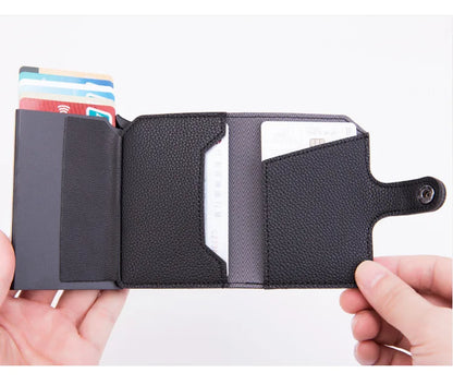 Top Quality Wallets Men Money Bag Automatic Pop-up Metal Aluminum Shell Money Minimalist Credit Card Holder RFID Blocking
