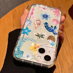 Transparent Turtle Lobster Coconut Print Case For iPhone 16E 16 15 14 13 12 11 Pro Max Mini Soft Covers
