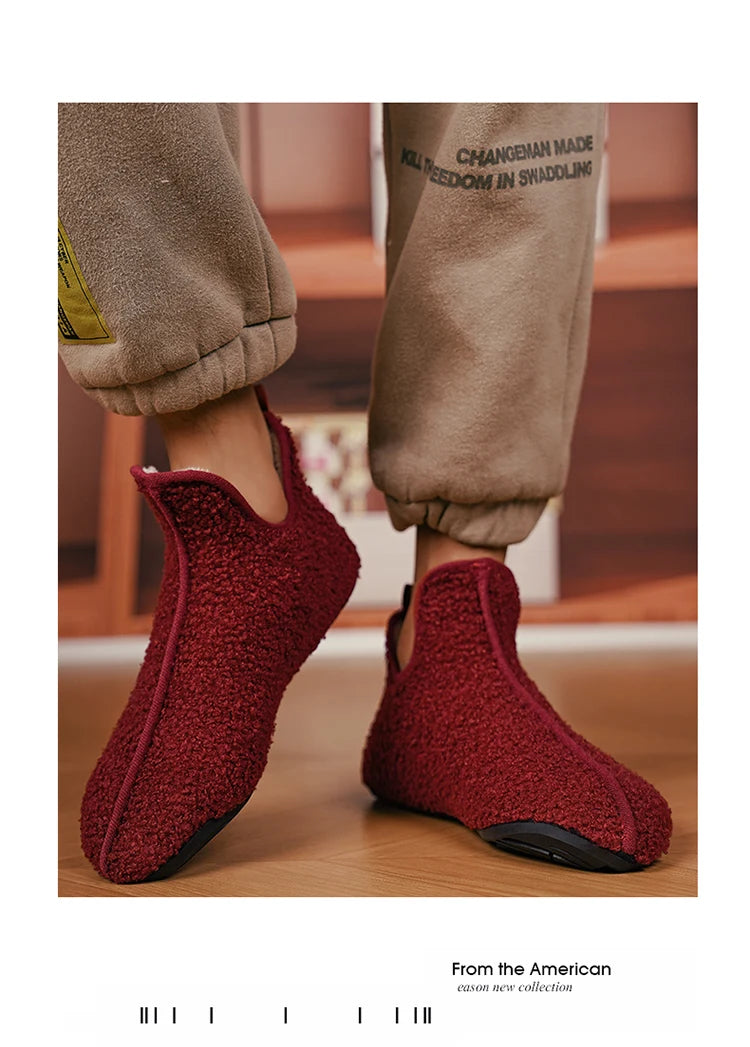Winter Slippers Men Couples Slippers Non-slip Warm Women and Men Slipper Indoor Soft Shoes Comfortable Flat Home Cotton Shoe