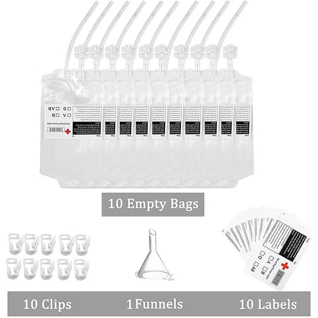 350ml Halloween Blood Bags for Drinks,Blood Bags of Vampire,Energy Drink Bags,Drinkable Blood Bags,Halloween Scary Props