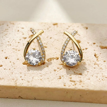 New Exquisite Shiny Zircon Heart Flower Earrings Korean Elegant Square Geometric Crystal Earrings for Women Fashion Jewelry Gift