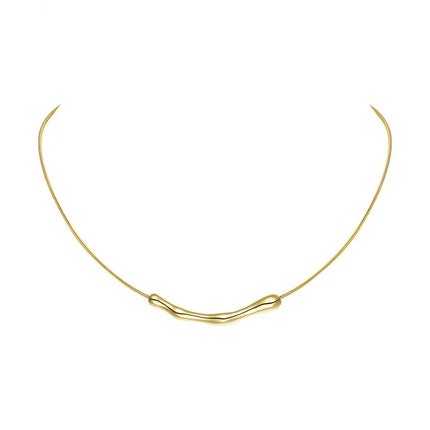 European and American Fashion Simple Stainless steel Gold Color Collarbone Chain For Women’s Fashion Short Necklaces Jewelry