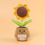 Mini Finished Crochet Roses Sunflowers Potted Emotional Support Stuffed Plants  Mother Valentine Christmas Graduation Gifts