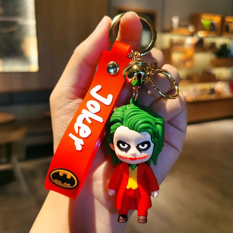 Anime Cartoon Marvel Batman Joker Image Doll Keychain Cute Halloween Series Key Ring Pendant Ornaments Jewelry Gifts for Friends
