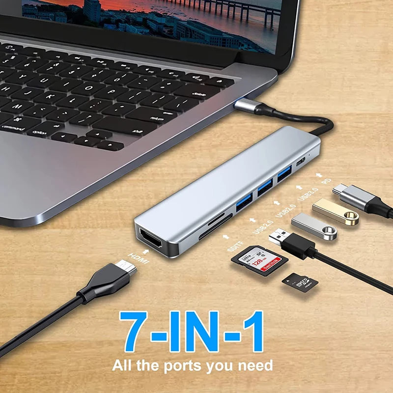 USB C Hub to 4K HDMI-Compatible USB 3.0 2.0 Type C PD Charging Dock for MacBook iPad Samsung S10 Dex TV Mouse Keyboard U Disk
