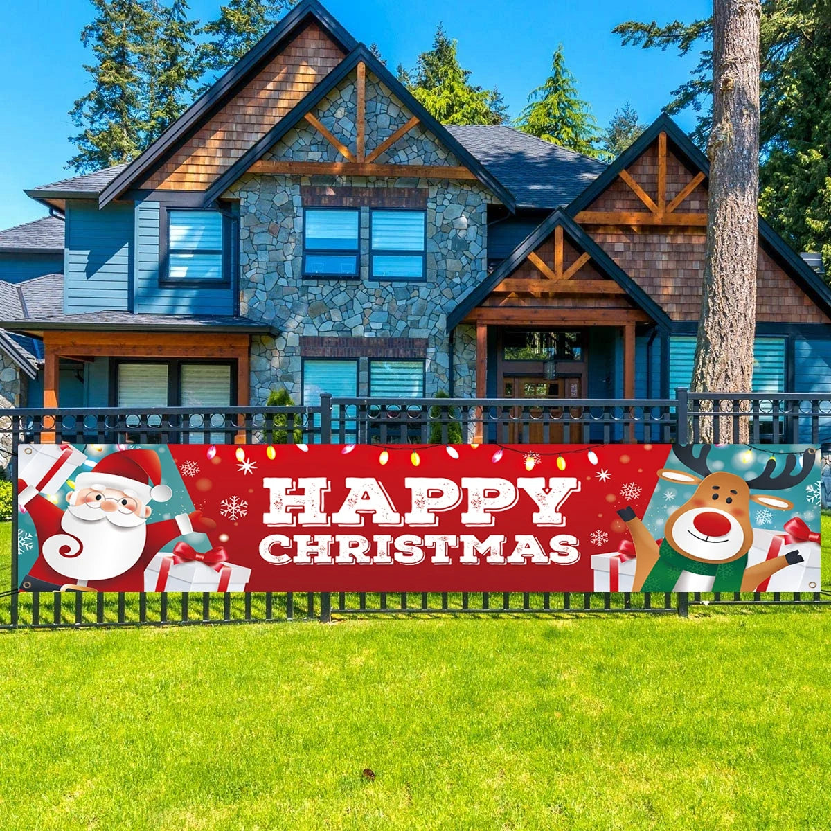 Christmas Outdoor Banner Merry Christmas Decorations For Home 2024 Navidad Kerst Xmas Decor Noel Kerst Happy New Year Gift 2025