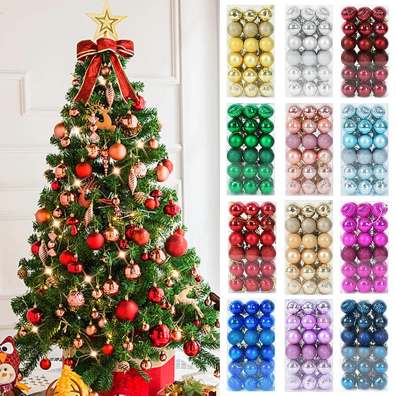 1box Christmas Balls Christmas Tree Ornaments Ball Xmas Hanging Tree Pendants Home Party Decor 2026 New Year Gift Noel Navidad
