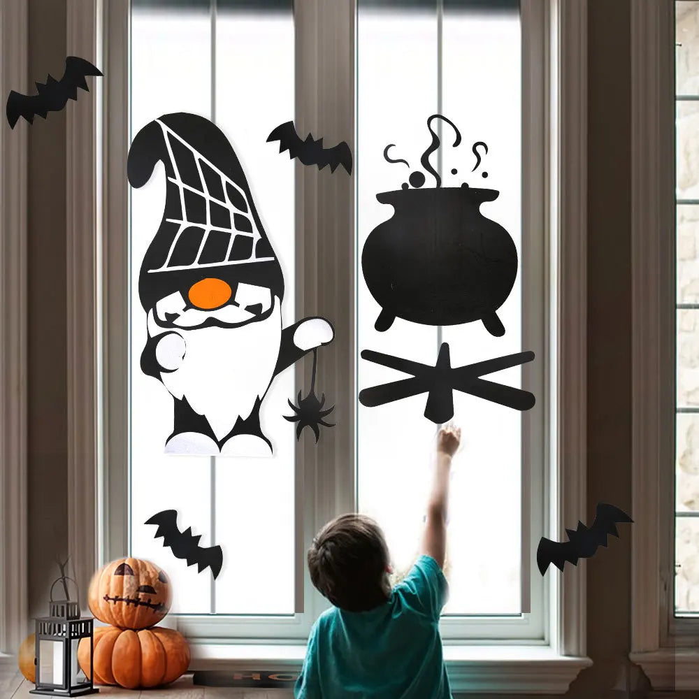 Halloween Decoration,DIY Felt Cloth Stickers for Home,Devil,Witch Hat,Glass Window Stickers, Halloween Party Door Stickers