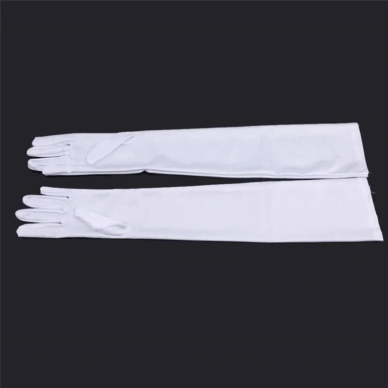 Long Satin Gloves for Women, Mittens, Monochromatic, Women's Fashion, Evening and Prom Costume, Autumn and Winter