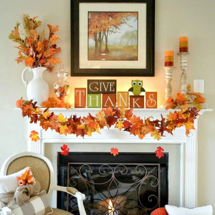 180CM Autumn Artificial Maple Leaf Fall Maple Leave Vine Wall Hanging Garland Decoration Home Garden Halloween Christmas Gift