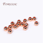 18K Gold Plated Separators For Bead,Spacers Beads For Jewelry Making,Brass Metal Round Beads,DIY Bracelets/Necklace Accessories