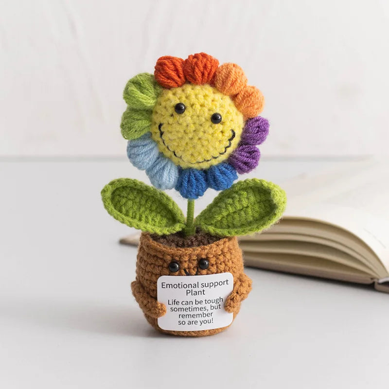 Mini Finished Crochet Roses Sunflowers Potted Emotional Support Stuffed Plants  Mother Valentine Christmas Graduation Gifts