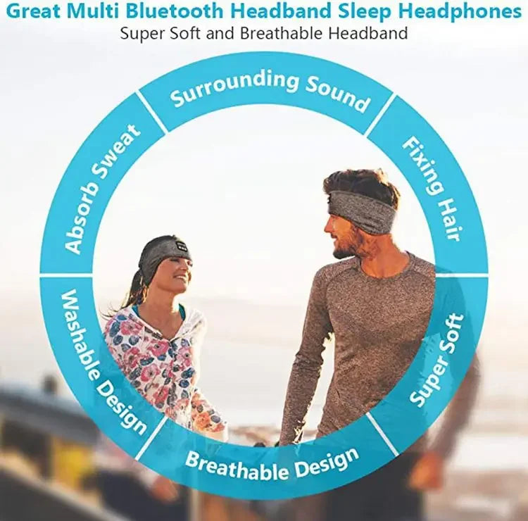 2024 Bluetooth Earphones Sports Sleeping Headband Elastic Wireless Headphones Music Eye Mask Wireless Bluetooth Headset Headband