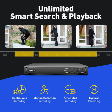 ANNKE 4K POE Video Surveillance System 8CH NVR With 8MP 12MP Security Cameras CCTV Kit Audio Recording Ip camera Two-way Audio