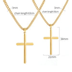 Punk Cross Pendant Link Chain for Men Women 316L Stainless Steel Hip Hop Necklace Gold Silver Fashion Jewelry Gift Waterproof