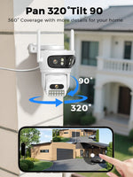 BESDER 6K 12MP HD Three Screen WIFI IP Camera Outdoor Three Lens Ai Human Detection Waterproof CCTV Video Security Camera iCsee