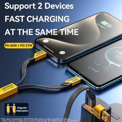 Four-in-one Multi-function Data Cable, USB-A/IPH/TYPE-C Port Conversion, Suitable for Charging Various Mobile Phone Models.