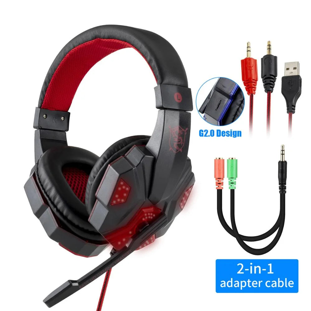 Professional Led Light Wired Gaming Headphones With Microphone For Computer PS4 PS5 Xbox Bass Stereo PC Gaming Headset Gifts