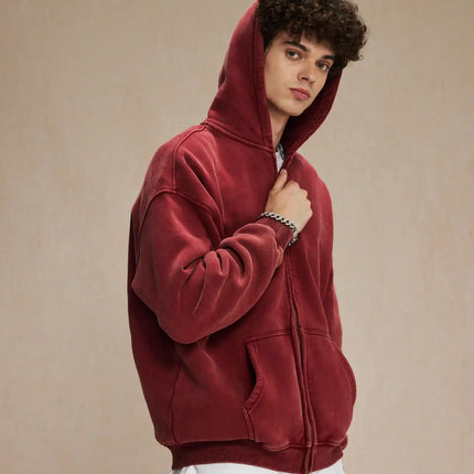 Batik fleece zippered hoodie