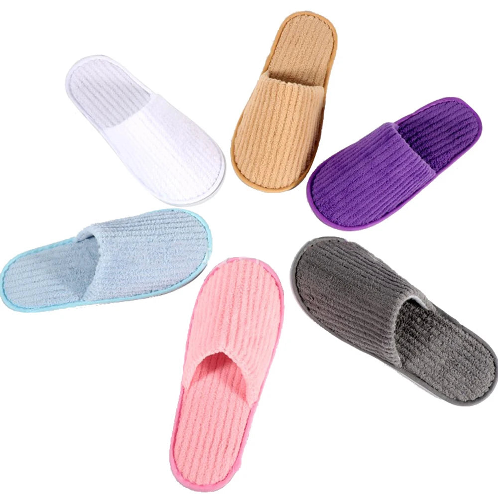 3 Pairs/Set Closed Toe Non-slip Hotel Slippers High Quality Disposable Hotel Bathroom Slippers Indoor Guest Travel Slippers Hot