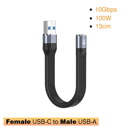 USB3.1 10Gbps Short Cable 13cm PD 100W USB to Type C Cable Converter OTG USB Adapter USB4 20Gbps Cable 22cm for SSD Power Bank