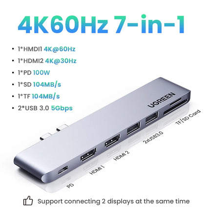UGREEN USB C HUB 6-in-2 Type-C to Thunderbolt 3 4K HDMI USB3.0 SD&TF Adapter for MacBook Pro Air Docking Station USB-C Splitter