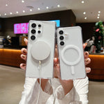 Magsafe Magnetic Charge Phone Case For Samsung Galaxy S25 S24 S23 Ultra S22 Plus S21 FE A16 A15 A35 A55 Clear Acrylic Slim Cover