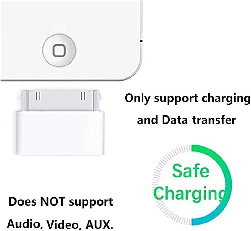 Lighting To 30Pin Adapter 8Pin Male To 30 Pin Female Charging Sync Converter for IPhone 4 4S IPad 2 3 IPod Touch Charger Cable