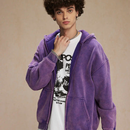 Batik fleece zippered hoodie