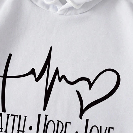 Faith Hope Love Letter Graphic Women Hoody Street Casual Loose Sweatshirt Autumn Fleece Hooded Hip Hop O-Neck Clothing Female