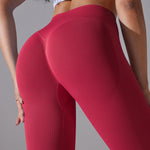 Crossover Waist Women Yoga Leggings Hips Lifting Gym Leggings Seamless Sport Pants High Waist Fitness Leggings Workout Running