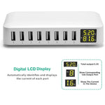 Multi 8 Port USB Fast Charger Desktop Phone Carregador LCD Display Charing station Dock HUB For Iphone 14 Samsung Xiaomi Tablet
