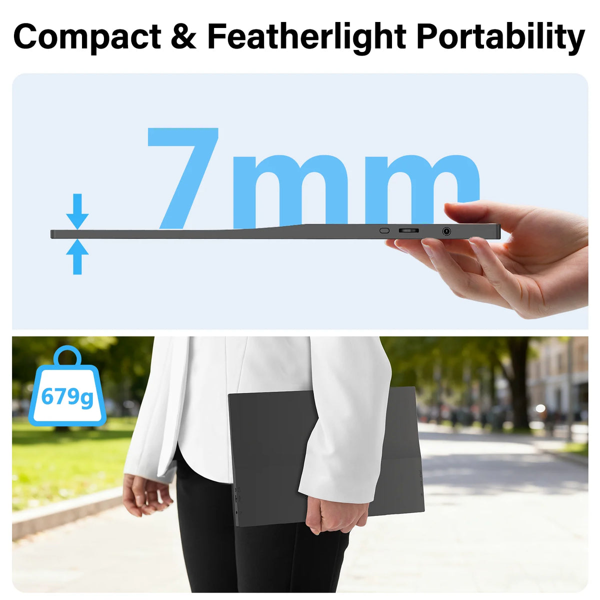 Amoudo 15.6 Inch 1920x1080P  60HZ Portable Monitor Extend Display IPS LCD Panel Penhole Stand VESA USBC Mini HDMI Mobile Display Portable Monitor