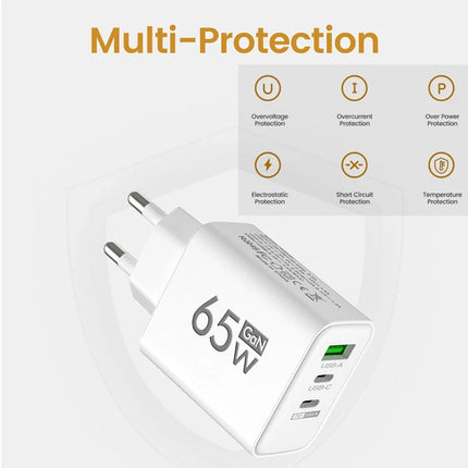 GaN Charger USB C PD Type C Quick Charge Mobile Phone Fast Charging Wall Adapter for iPhone 15 Xiaomi 14 Huawei 60 Portable