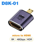 HDMI-compatible Cable Adapter mini micro hdmi to HDMI 2.1 Converter 48Gpbs 8K60HZ 4K120HZ for HDTV Projector PS4 PS5 Laptop PC