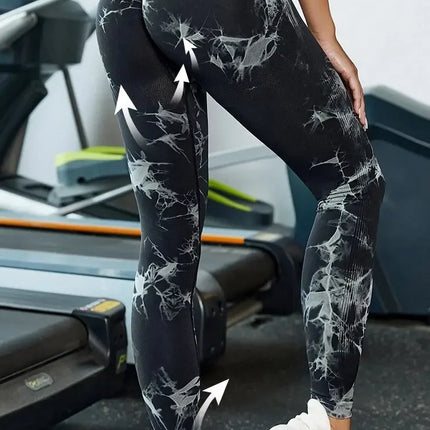 Women Seamless Tie Dye Yoga Leggings High Waist Fitness Sexy Fashion Leggings Exercise Running Lifting Buttocks Cycling Leggings
