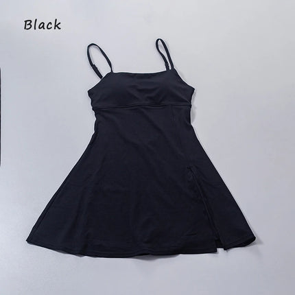 QINACTIVE Women's sports beautiful back dress Removable chest cushion cushion breathable outdoor yoga tennis skirt