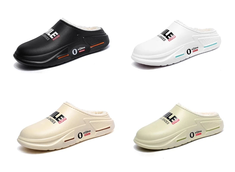 New Winter Men Warm Slippers Cotton Slippers Outdoor Indoor Cotton Shoes Waterproof Mens Comfortable Home Bedroom Plush Slippers