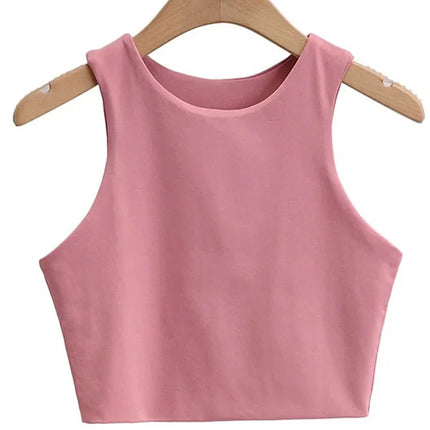 2023 Summer Fashion Women Sexy Slim Tops O-neck Sleeveless Double Nylon Ladies Good Quality Tank Tops 6 Colors
