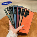 Full Lens Protector Case Samsung Galaxy S25 S24 S23 FE S22 S21 Ultra Plus Sheepskin Leather Back Cover Soft Lambskin Shockproof
