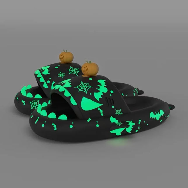 Luminous Shark Slippers Christmas Halloween Pumpkin DIY Shoes Woman Men Platform Sandals Anti Slip Couples Indoor Beach Slides