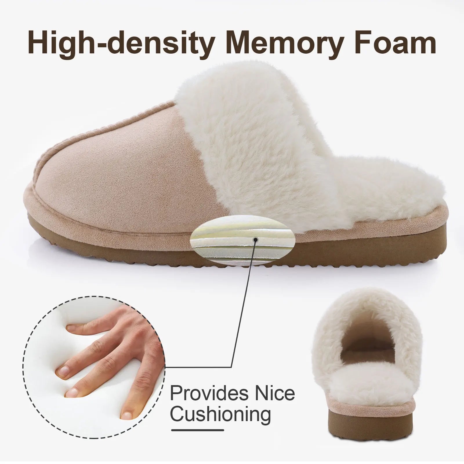Comwarm Fluffy Winter Slippers For Women Furry Fuzzy Home Shoes Faux Fur House Plush Slippers Indoor Warm Comfy Mute Flats Slide