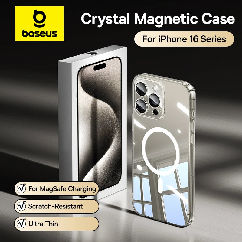 Baseus Magnetic Case for iPhone 16 15 14 Pro Max for MagSafe Wireless Charging PC Case for iPhone 13 12 11 Pro Max Funda Case