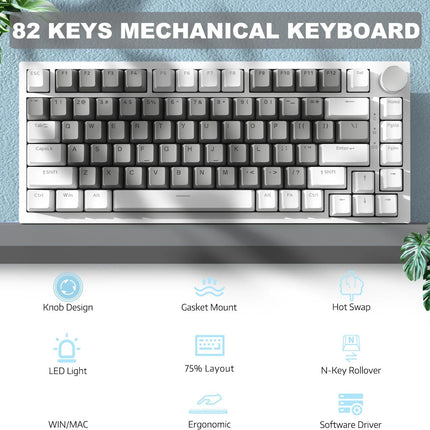 AJAZZ AK820 Wired with rotary volume buttons Hot-swappable keys for office and home mechanical keyboards