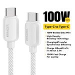 Essager 100W USB Type C To USB C Cable 5A PD Fast Charging Cable Type C Wire For Xiaomi Samsung Huawei Oppo Oneplus Macbook iPad