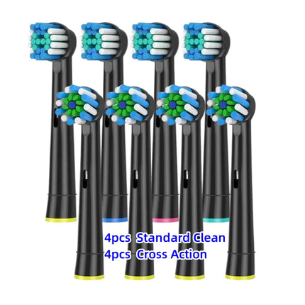 4/8PCS Replacement Brush Heads for Oral B Electric Toothbrushes Floss Cross Action 3D Pro White Precision Standard Daily Clean