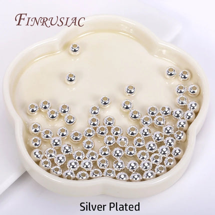 18K Gold Plated Separators For Bead,Spacers Beads For Jewelry Making,Brass Metal Round Beads,DIY Bracelets/Necklace Accessories